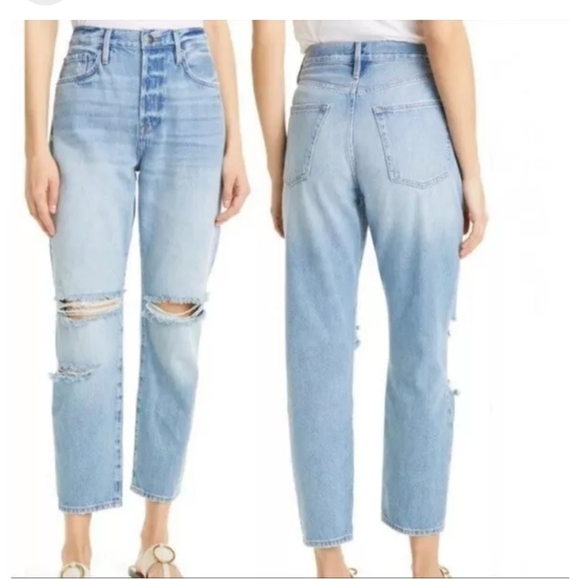 FRAME Le Original Straight Leg Jean in Glacier Destruct Size 32 - Picture 5 of 6